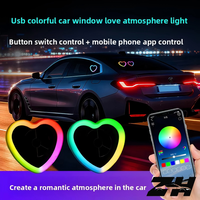 Lumière triangulaire en forme de cœur pour fenêtre de voiture, application à changement de couleur avec port USB 5V 2W