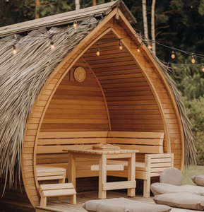 Sauna moderne isolé en bois pour l'extérieur en hiver Construction en bois massif avec banc chauffant électrique Poêle à bois Abri - Product Image 3
