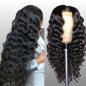 Cheveux humains malaisiens vierges naturels 200 densité vague lâche HD dentelle avant perruque personnalisée avec fermeture HD délié naturel - Product Image 1
