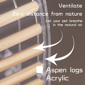 Cage de perroquet en bambou suspendue en acrylique personnalisée avec bol de nourriture nid d'oiseau - Product Image 6