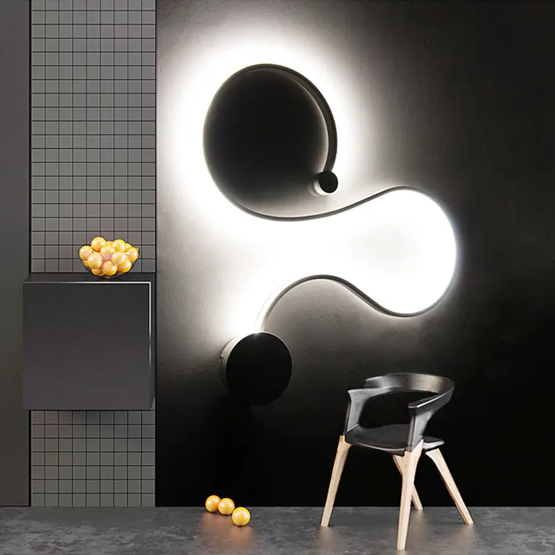 New Modern Simple Bedside Wall Lamp Line Creative Living Room Bedroom Model Room Decorative Wall Corridor Nordic Art