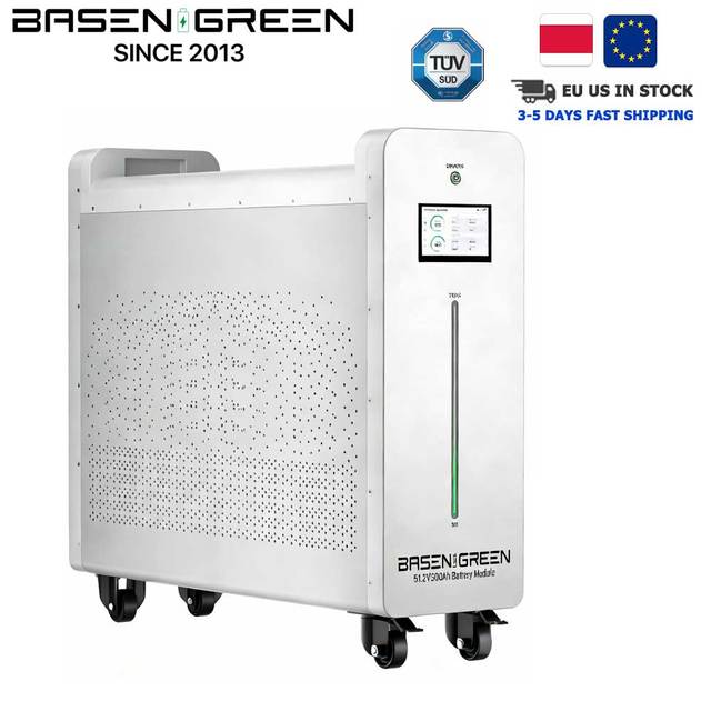 Basen Green EU Stock 51.2v 48v 300ah 628ah 15kwh 32kwh Lithium Ion Lifepo4 Battery Pack ESS BMS Active Balance Touch Screen