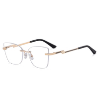 MS 91375 nuevas gafas de Metal para mujer con logotipo personalizado gafas ópticas brillantes sin marco diseño sin montura marcos de gafas de moda