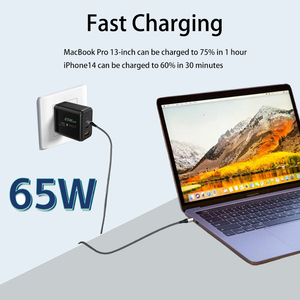 65W gan PD & QC 3.0 ăn chay sạc với 2 USB-C & 1 cổng USB-A nhỏ gọn & phổ sạc cho máy tính xách tay, điện thoại và máy tính bảng - Product Image 2