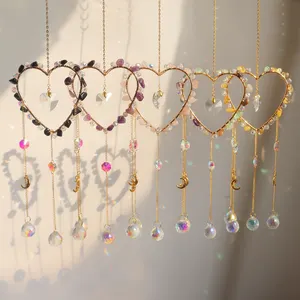 Bán buôn pha lê suncatchers tim mặt trời bắt handmade treo lớn Chuông gió mặt trời Catcher