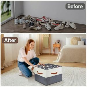 Shoe Organizer for Closet Shoe Storage Containers with Adjustable Dividers Space Saving Shoe <b>Box</b> Organizers Bins with Clear Lids - Product Image 3