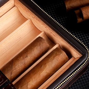 Humidor Portatile di Lusso in Plastica, Legno e Pelle con Umidificatore, Custodia Resistente per 4 Sigari - Product Image 6