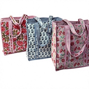 Floral Handprinted Large Quilted Women's Tote <b>Bags</b> Boho <b>Overnight</b> Weekender Beach Tote Eco-Friendly Shopping Grocery Travel <b>Bags</b> - Product Image 1