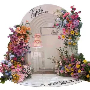 FW New Design Wedding Arch Backdrop Artificial Flower Arch Metal Stand For Party Stage Decoration