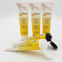 Vente en gros OEM Tubes stratifiés aluminium/plastique 90 ml Blancs pour Crème Visage et Lotion avec Bouchon Plat à Rabat Sérigraphié Modèle LX574
