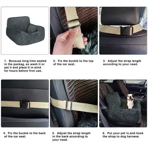 SUNNUO nuevo asiento elevador de felpa cálido para mascotas cama de coche para perros para cachorros lavable suave con cinturón de seguridad asiento de coche para mascotas