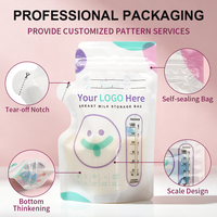 Kantong Penyimpanan ASI PET PE Langsung dari Pabrik Bebas BPA Anti Bocor dengan Skala Tercetak Kantong Zip Lock Ganda Cetak Kustom