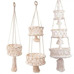 Cestas Colgantes de Mimbre para <span class=keywords><strong>Macetas</strong></span>, Decoración de <span class=keywords><strong>Pared</strong></span>, 4 Piezas, para Terrazas, Garaje - Product Image 4
