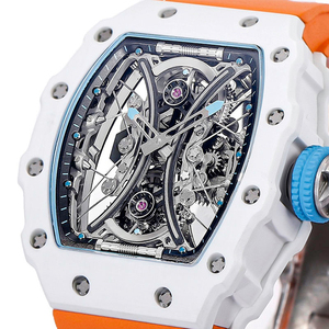 High End Mens Tourbillon <b>Watch</b> White Ceramic Tonneau Case with Fully Skeletonized Movement - Product Image 1