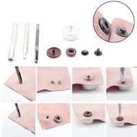 11 pièces DIY pour artisanat du cuir : Perforateurs métalliques argentés, matrices de sertissage, boutons-pression, outil d'installation de rivets à pression OEM ODM