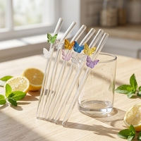 Pailles en verre colorées réutilisables avec logo personnalisé, pailles en verre de 7,9 pouces de longueur, tube en verre