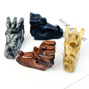 Venta al por mayor de materiales mixtos pulidos, estatuilla de animales, cabeza de dragón de cristal tallada para regalos de vacaciones - Product Image 2