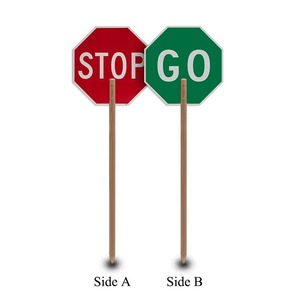 علامات التحكم في حركة المرور مجداف مزدوج الوجهين مخصصة ، علامة مجداف بطيئة للتوقف باليد من الألومنيوم العاكسة - Product Image 3