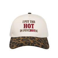 Gorra de Béisbol de 5 Paneles con Estampado de Leopardo, Bordado de Letras en la Visera, Visera Curva Ajustable, Logotipo Bordado Personalizado