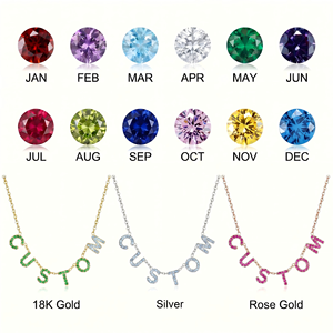 Collana Personalizzata Lateefah con Nome, Ciondolo <span class=keywords><strong>a</strong></span> <span class=keywords><strong>Lettera</strong></span> con Zirconi Colorati, Gioiello Impermeabile e Antiossidante con Pietra Portafortuna - Product Image 2