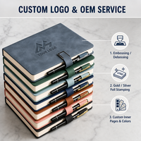 Carnet de notes professionnel en cuir PU A5 avec logo personnalisé, porte-stylo, boucle magnétique, pages intérieures lignées double face, journal d'entreprise