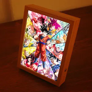 Luffy Led trang trí ánh sáng bức tranh Đèn Anime một Zoro ba màu ánh sáng phát sáng khung ảnh dạ quang treo Poster