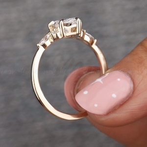 Dengan IGI Gia cincin tunangan emas padat CVD HPHT Lab dibuat berlian tumbuh Marquise potong 10k 14k 18k untuk pria wanita - Product Image 3