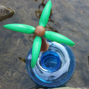 <b>Inflatable</b> Coconut Tree Cup Holder Floating Beverage Cooler <b>Pool</b> <b>Float</b> Swimming Supply PVC Material Unisex Outdoor Indoor Use - Product Image 4