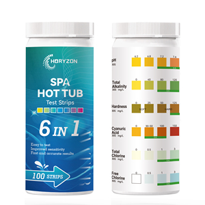 HORYZON W-6 Bandelettes de <span class=keywords><strong>test</strong></span> SPA multiparamètres 6-en-1 pour bain à remous, kit professionnel d'analyse de l'eau (<span class=keywords><strong>pH</strong></span>, chlore, CYA, dureté) – 100 bandelettes - Product Image 2