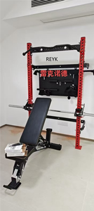 Spor salonu Fitness muti-fonksiyonel katlanır duvara montaj güç rack'i basın raf Squat çerçevesi düz tezgah ve ağırlık plakaları ile - Product Image 2