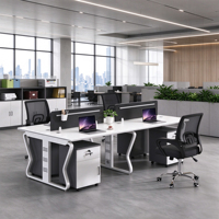 Bureau de travail en bois en forme de L moderne avec rangement, hauteur réglable, styles et couleurs variés, personnalisation du logo, usage commercial, garantie 1 an
