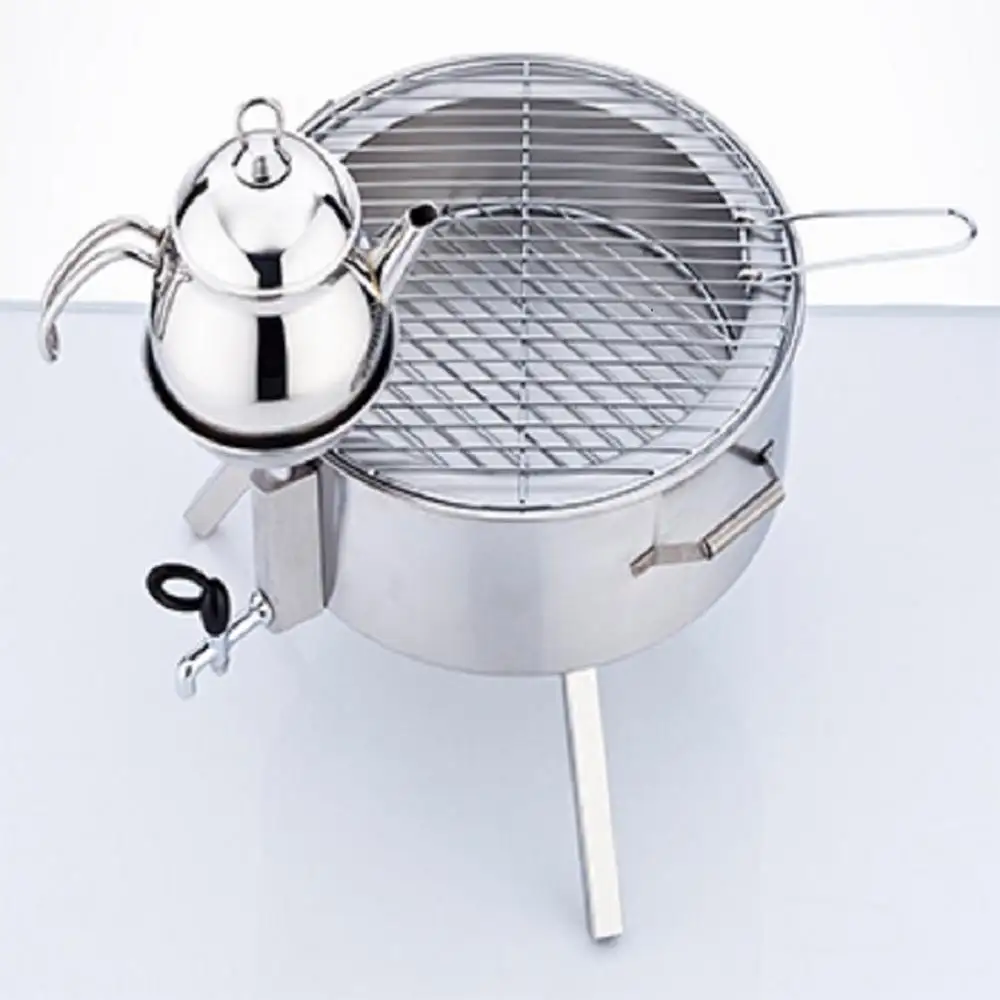 Vendite limitate-Barbecue Samovar a Carbone In Acciaio Inox Barbecue e Samovar Sia Un