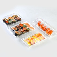 Contenants à sushi jetables transparents écologiques recyclables, ensembles d'assiettes à sushi en plastique, boîtes d'emballage pour sushi en PET R-PET