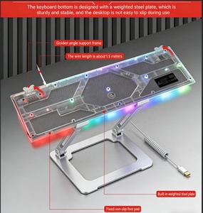 Oem Ergonomik RGB Şeffaf Klavye KB101 Mekanik Hisli Kablolu USB Renkli Işıklı Klavye Masaüstü Tüm Cihazlar için - Product Image 6