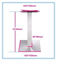Base de table en acier inoxydable brossé S.S201 |   Support carré noir peint avec pieds de nivellement réglables
