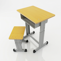 Meubles scolaires, pupitre simple pour salle de classe, structure en métal, plateau en bois, chaise d'élève avec tiroir à livres