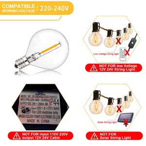 <span class=keywords><strong>Ampoule</strong></span> <span class=keywords><strong>LED</strong></span> de remplacement E12 G40 Globe AC110V 220V 1W Équivalent 2200K Blanc Chaud pour Décoration de Guirlande Lumineuse Intérieure et Extérieure - Product Image 3