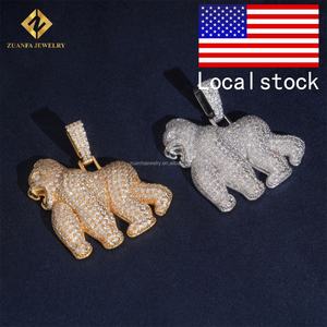 Envío Directo desde EE. UU., Stock Local, Certificado GRA, Joyería Hip Hop con Incrustaciones de Diamantes, Plata 925, Colgante de Gorila con Moissanita - Product Image 2