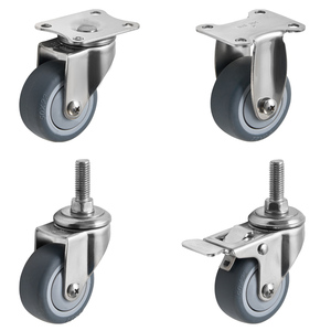Neue Trolley Castor Wheel Top Plate mit Gesamt bremse 1,5 Zoll 2 Zoll Edelstahl schwenkbares TPR Light Duty <span class=keywords><strong>Caster</strong></span> Wheel - Product Image 1
