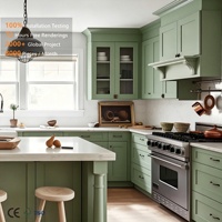 Ensemble d'îlots de cuisine modulaires de style farmhouse personnalisés avec évier, construction en bois écologique, finition laquée, pièces de rechange gratuites