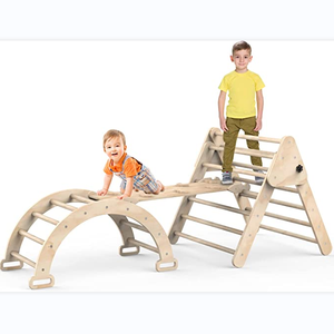 Montessori Triangle Set Toddler Climbing Gym Wooden Climbing Furniture for Kids Furniture Set of 3