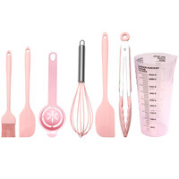 Ensemble de spatules de cuisson en silicone 7 pièces avec tasse à mesurer séparateur d'oeufs en plastique et fouet pinces de cuisine ustensiles de cuisine