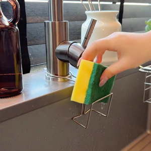 Escurridor de esponjas de acero inoxidable cuadrado sin taladro para fregadores y estropajos de cocina - Product Image 1