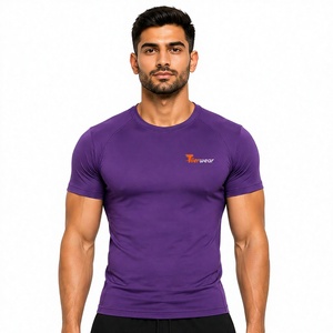 Chemises de compression athlétiques à manches courtes pour hommes, tissu jersey respirant et absorbant l'humidité, col rond, coupe classique, écologiques - Product Image 1
