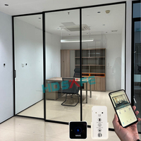 Porte coulissante automatique commerciale APP WIFI porte automatique bureau capteur intelligent verre coulissant rétractable système de porte automatique en verre