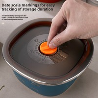 Boîte à lunch carrée en acier inoxydable 304 avec couvercle hermétique, conteneur de stockage alimentaire empilable et écologique pour légumes et fruits (pour le lavage)