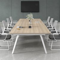 Table de conférence HYZ-201X, ensemble de chaises de bureau longues, design simple, moderne et minimaliste, prise rectangulaire, 10 personnes