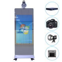 Grande cabine photo à miroir magique cabine photo instantanée avec appareil photo et imprimante kiosque photo portable en option avec roues