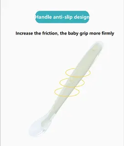 BPA içermeyen anti-jikle bebek eğitim kaşık yumuşak gıda sınıfı silikon klasik tasarım toptan bebek besleme için Set