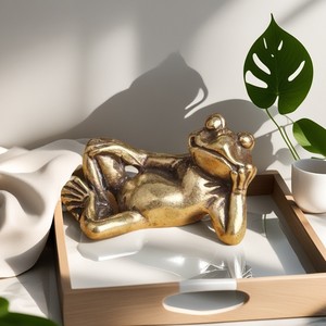 Patung Katak Hewan Kuningan Mini Retro LUCKY, Ornamen Lucu untuk Rumah atau Kantor, Patung Dekoratif yang Indah - Product Image 4